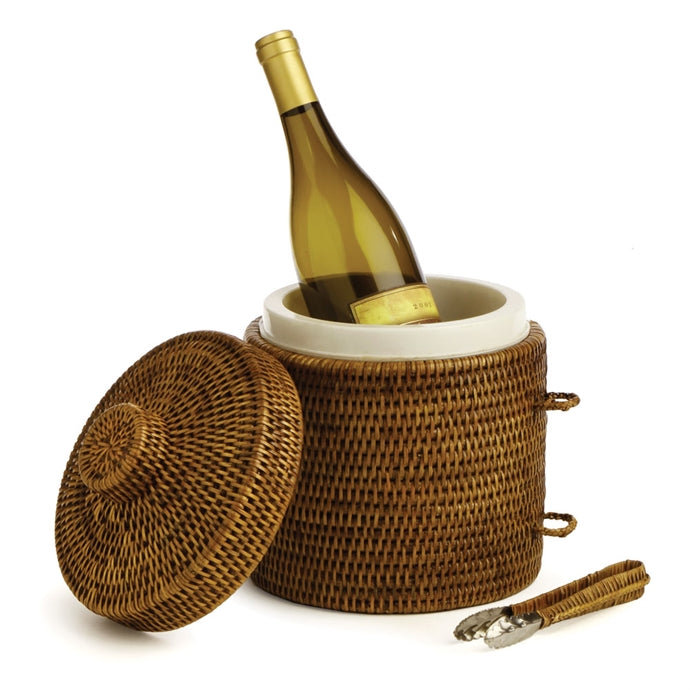 Rattan Ice Box & Tongs